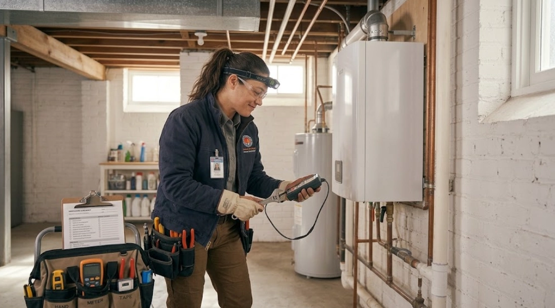 Modern commercial and residential cast-iron boiler repair and replacement installation